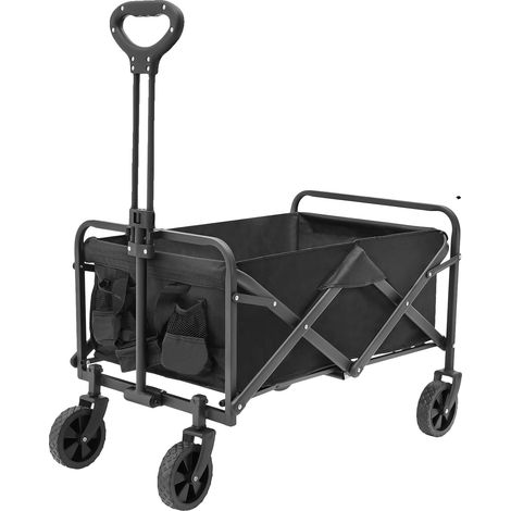 Carro plegable, capacidad de carga de 80 kg, asa ajustable, color negro. (1/2)