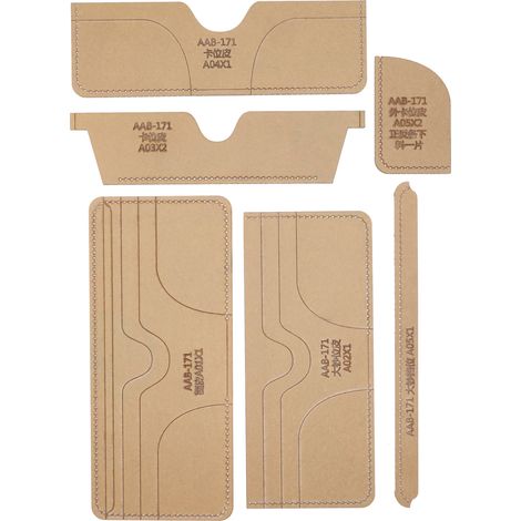 6Pcs Acrylic Template DIY HandMade Short Wallet Leather Pattern Mold Craft Tools (1/5)