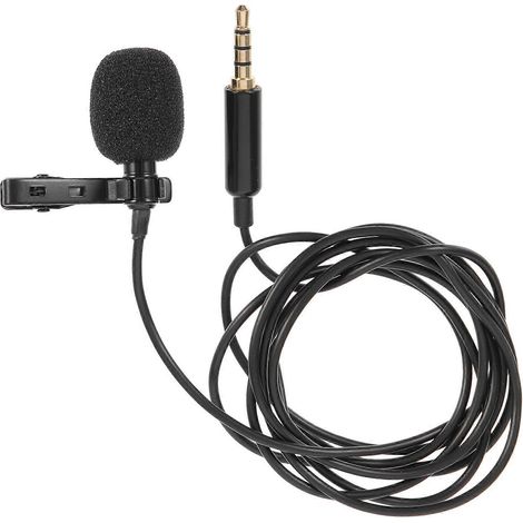 Microphone sans fil pour caméra, microphone trompette, microphone à condensateur omnidirectionnel, microphone à pince filaire, microphone à pince pour caméra, microphone sans fil-150.00X1.50X1.50CM-Bl (1/3)