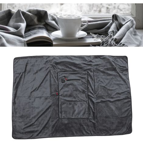 Couverture chauffante USB avec contrôle de la température, châle/couverture chauffante électrique, couverture électrique multifonctionnelle pour chauffer et réchauffer, grise. (1/5)
