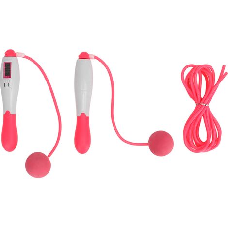Corde à sauter avec compteur sans fil, 4 modes ajustables, câble en acier, équipement de fitness rose (1/5)