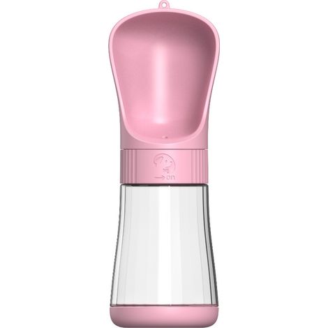 Tragbare 325-ml-Wasserflasche für Hunde, Wasserspender für Reisen mit Haustieren, auslaufsicherer 170-ml-Futternapf für Katzen und Welpen, Rosa (1/5)