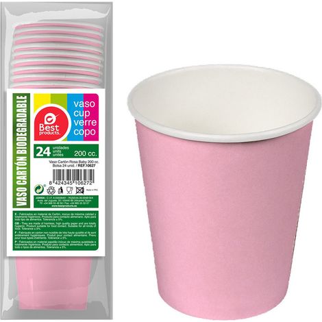 Verres Carton Rose Baby 200cc écologiques & Festifs - Best Products (1/3)