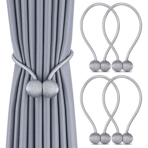 [MAI USATO]Set di 4 fermatende magnetici, fermatende magnetici intrecciati per tende, decorazione per casa e ufficio (grigio) (1/5)