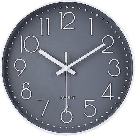 Moderne, geräuschlose Wanduhr ohne Ticken, leise Pendeluhr für Schlafzimmer, Küche und Wohnzimmer - Grau - 30 cm (1/5)