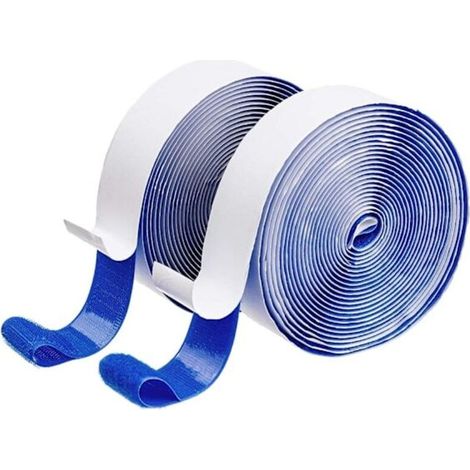 Bandes adhésives Velcro auto-adhésives, bandes adhésives double face extra-fortes, bandes de suspension de tableaux sans clous avec adhésif ultra-résistant (bleu, 5 m x 3 cm)-AquaForge (1/4)