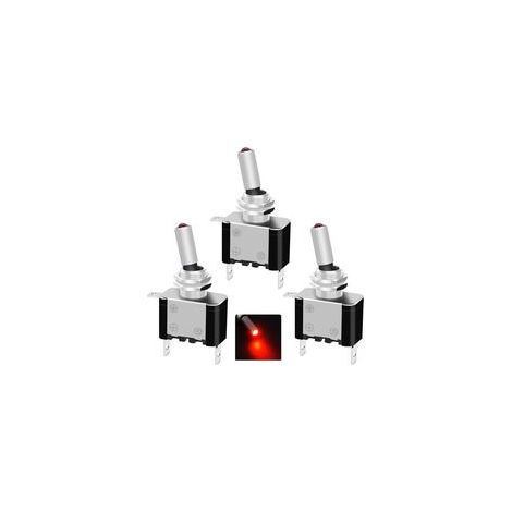 5 pièces interrupteur à bascule 12V 20A ON/OFF 2 Positions 3 Broches SPST interrupteur 12V Interrupteur à Levier,pour Bateau Auto Camion ASW-07DR,LED Rouge (1/5)