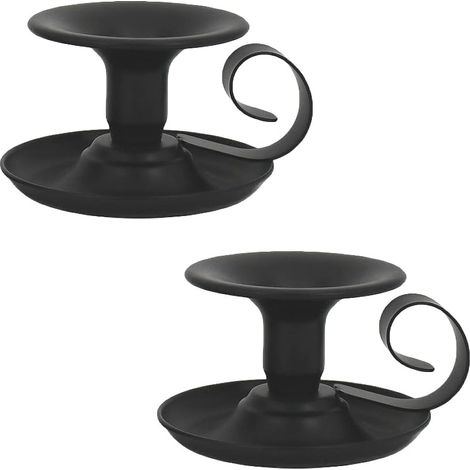 2pcs Chandelier 2pcs avec Poignée 10x6.5cm Lustre Noir Chandelier Vintage en Fer Forgé pour Dîner de Mariage Décorations de Fête de Noël