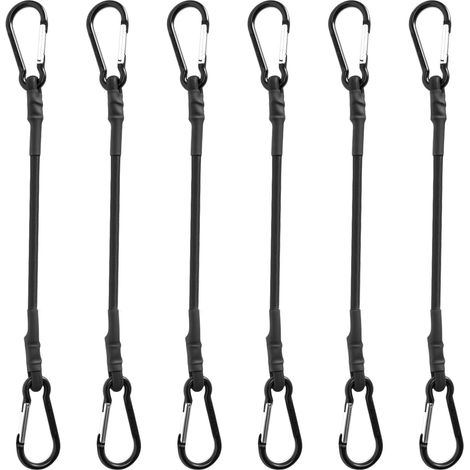 6 Pièces Tendeur Élastique avec Mousqueton, 12 Zoll Sangle Élastique Porte-Bagages, Expander avec Crochets, Corde de Tension pour Sac à Dos, Bagages, Vélo, Camping, Voiture (1/5)