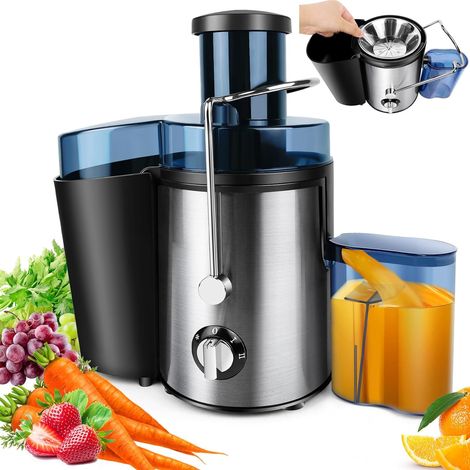 Presse - agrumes 1000 W pour jus de fruits et légumes entiers, acier inoxydable, Capacité 500 ml, 2 vitesses réglables