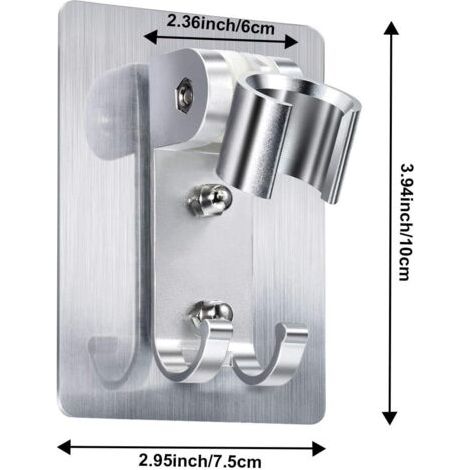Support de Pomme de Douche Adhésif Fort de Douche Support de Montage Mural Ajustable Porte-Baguette de Douche avec 2 Crochets de Cintre pas Besoin de Perceuse -RAPANDA (1/4)