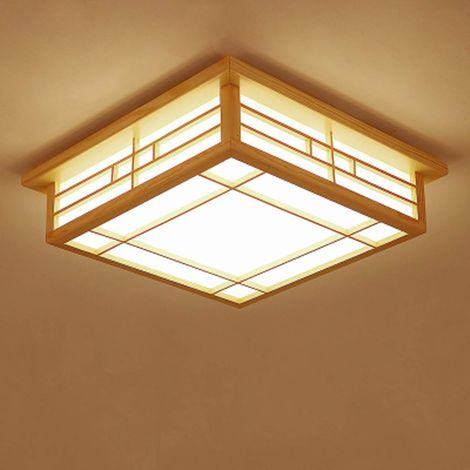 Plafonnier Japonais LED Plafonnier Bois Massif Tatami Lampe Chambre 16 W Salon Japonais Protocoles Lumière Lumière Chaude 35 x 35 x 11 cm