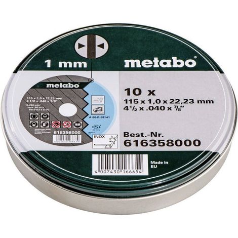 Metabo 616358000 115mm Angle Grinder Discs Pack Of 10 - Metal Cutting (1/2)