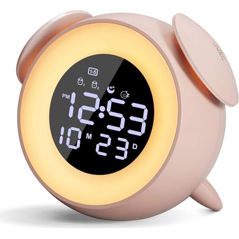 Réveil Lumineux,Reveil Enfant LED Lampe de Chevet,Simulation du Lever&Coucher De Soleil,avec Touch Control Fonction Snooze Alimenté par USB,Lampes de réveil pour Chambre à Coucher(la batterie n'est pa (1/4)