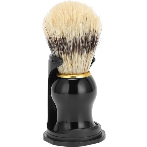 Pinceau de rasage pour homme, poils doux pour le visage, avec support égouttoir noir (1/5)