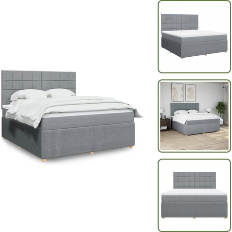 Sommier à lattes de lit avec matelas Gris clair 180x200cm Tissu - Sommier À Lattes De Lit - Sommiers À Lattes De Lit - Lit - Meuble De Chambre À Coucher (1/5)