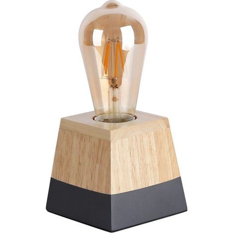 Lampe de table en bois "LAKA" - Gris