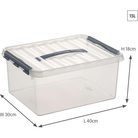 Boîte de rangement en plastique Q-line 15 litres (1/4)