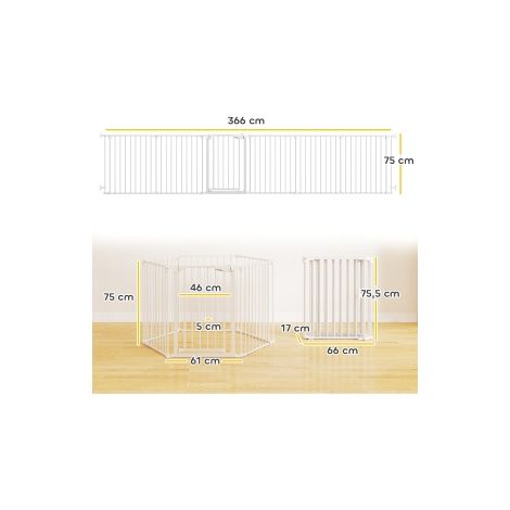 Barrière blanche pour chiens à 6 panneaux en plastique et acier carbone avec porte pliable pour maison jardin et terrasse (1/5)