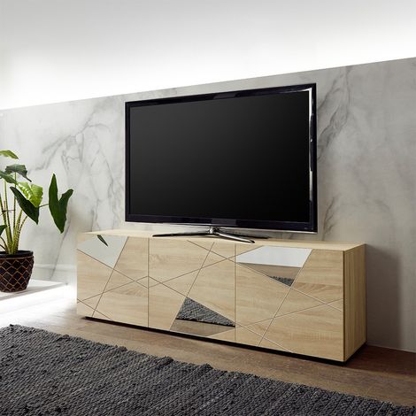 Mobile base porta TV 3 ante rovere design geometrico Brema RS Vittoria (1/5)