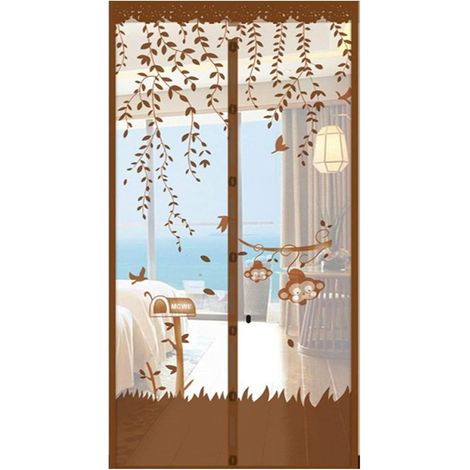 Moustiquaire magnétique pour fenêtre, moustiquaire magnétique à fermeture automatique (marron, 90 x 210 cm) (1/5)