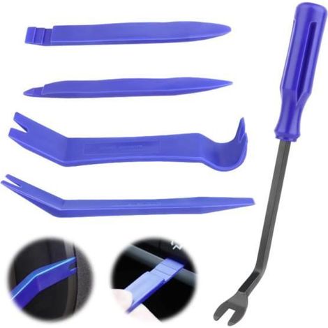Outil Demontage Garniture Voiture, 5Pcs Outils Plastique Dur, Professionnel Voiture Démontage Installation Outil Kit - Bleu (1/4)