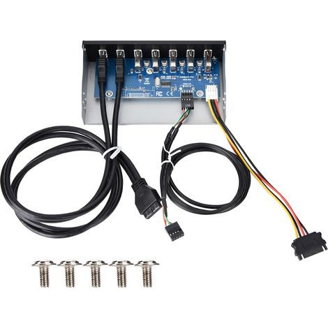 Panneau avant lecteur optique USB 3.0 5,25 pouces avec 7 ports (2 USB3 + 4 USB2 + charge rapide) adaptateur 19 broches (1/5)