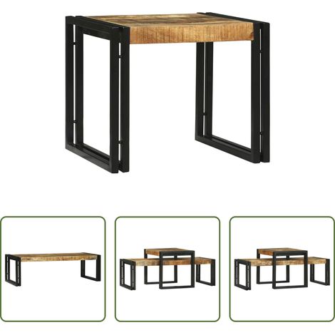 Wohnzimmer - Couchtisch 2 pcs Braun 48 x 40 x 40 cm Massivholz Mango (1/5)