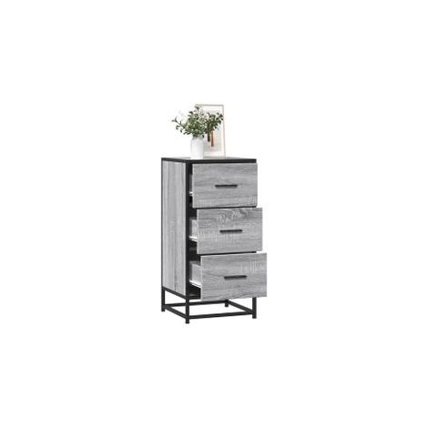 Buffet sonoma gris 35,5x35x76 bois d'ingénierie et métal (1/5)