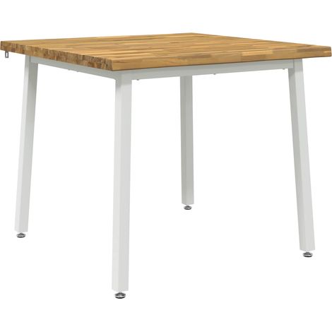 vidaXL 90 x 90 x 75 cm Madera de Acacia Sólida Blanco Cuadrado (1/2)