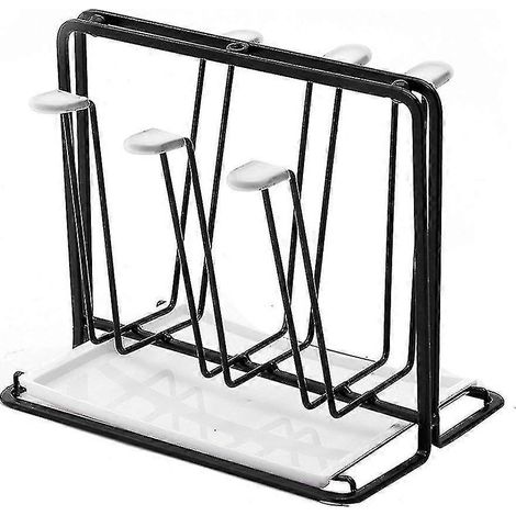 Égouttoir à vaisselle en métal pour 6 bouteilles, avec porte-bouteilles et système anti-gouttes. (1/5)