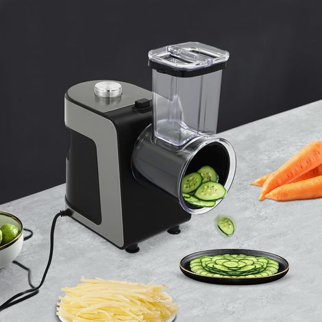 Coupe-légumes électrique 1000 W avec 10 lames de rechange, râpe à légumes électrique 5 en 1, râpe de cuisine, râpe à légumes, trancheuse multi-rafales pour hacher et couper (1/5)