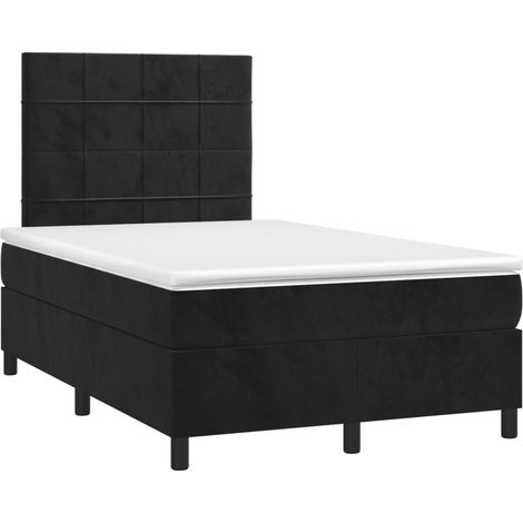 Lit double Lit adulte Sommier à lattes de lit avec matelas noir 120x190 cm velours