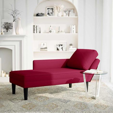 Fauteuil relax  Fauteuil long avec coussin et accoudoir droit rouge bordeaux (1/5)