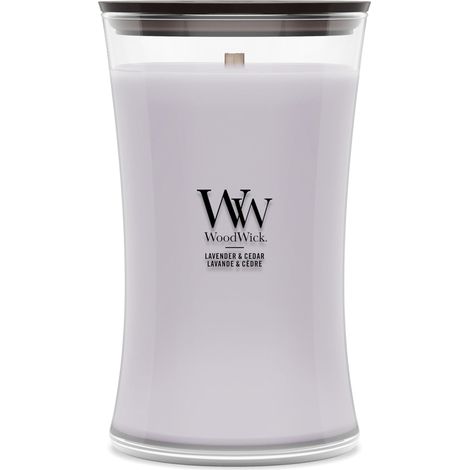 grande bougie parfumée avec mèche en bois crépitante  Lavande et Cèdre  Jusqu'à 130 heures de combustion (1/5)