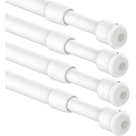 Lot de 4 petites tringles à rideaux de 45 à 60 cm - Sans perçage - Pour cuisine, armoires, projets de bricolage (47-60 cm, Φ10 mm) (1/5)