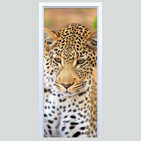 Adhesivo para puerta de tela con estampado de leopardo 171PD