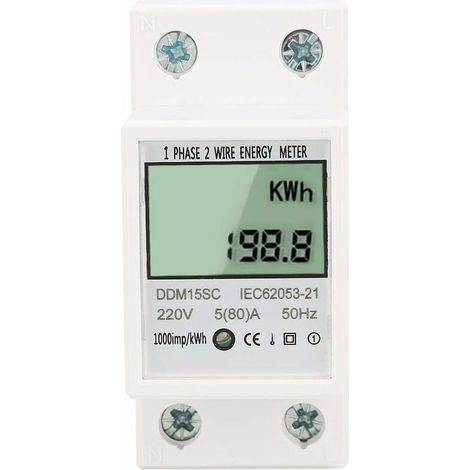 Compteur monophasé 5-80A DDM15SC LCD rétro-éclairé affichage numérique monophasé rail DIN compteur d'énergie électronique Lefou (1/5)