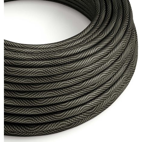 Creative-Cables Cavo elettrico rivestito in tessuto, Sezione 2x0,75 mm², 50 m, Nero-Grigio ERM67, Rotondo, effetto seta