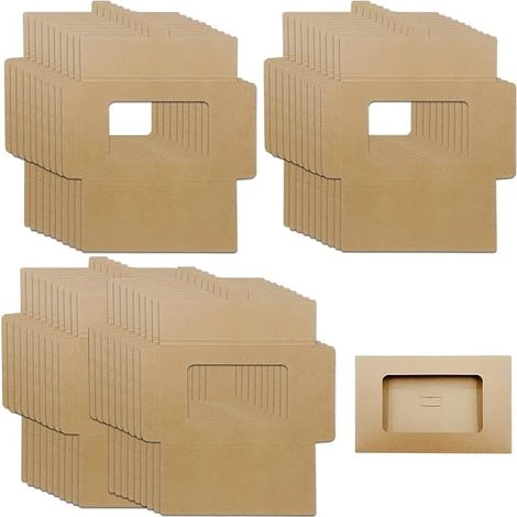 40 Pieces Folding Paper Boxes, Cardboard Boxes with Window, 15 x 11 x 0.5 cm, Brown, Kraft Paper Postal Protectors, for Postcards, Letters, Cards, Photos Storage (1/5)