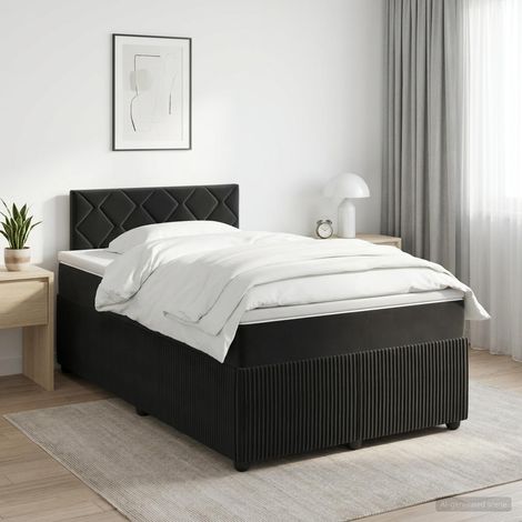 Cama box spring con colchón Negro 120 x 190 cm Terciopelo (1/5)