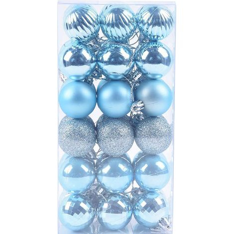 Set mit 36 dekorativen Weihnachtskugeln, funkelnden Hängekugeln, Partydekorationen für Weihnachtsbaum, Hochzeit (4 cm, blau)