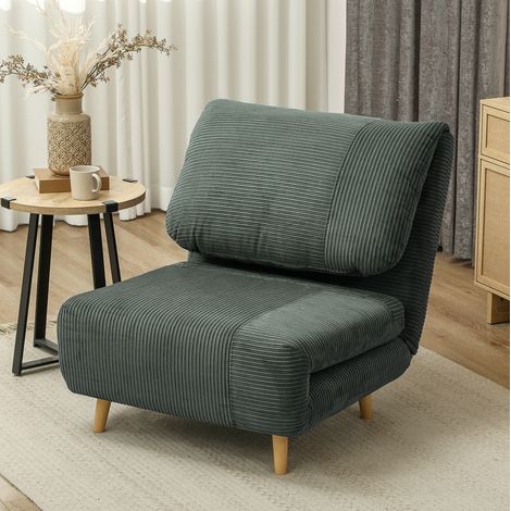 Sillón cama 82x89x83 cm verde en poliéster con respaldo reclinable (1/5)
