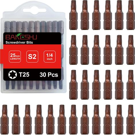 Embouts T25 x 30 pièces, embout Torx T25 1/4" entraînement hexagonal (longueur : 25 mm) (1/5)