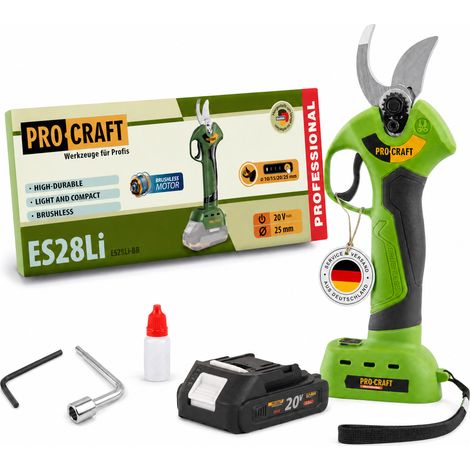 Procraft ES28Li bb Akku Astschere Gartenschere 20 V 25 mm + 1x Akku 2,0 Ah - ohne Ladegerät (1/5)