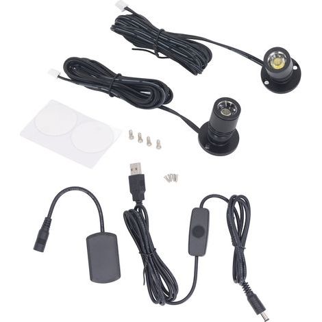 Mini projecteur à intensité variable 5V LED 1 à 2 spots avec variateur pour vitrine à bijoux porche lumière noire et blanche (1/5)