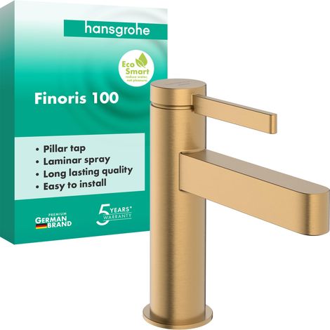 Mitigeur de lavabo eau froide sans tirette ni vidage, Robinet de salle de bain avec hauteur sous bec 92 mm, max. 5l/min, Bronze brossé, 76013140 (1/5)