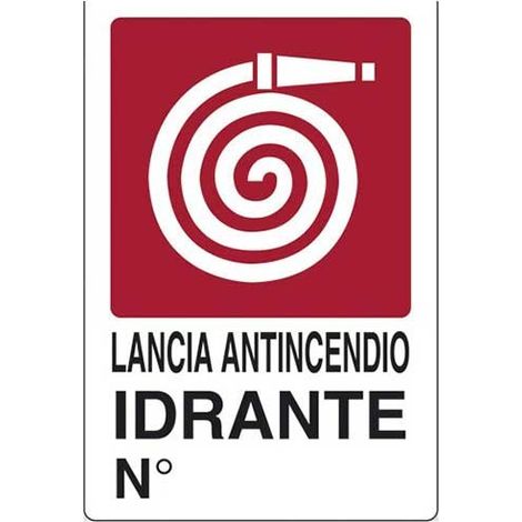 Cartello lancia antincendio idrante n° - cm 20X30 (1/2)