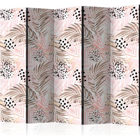 Paravento - Pink Palm Leaves II [Room Dividers] - 225x172 (1/4)