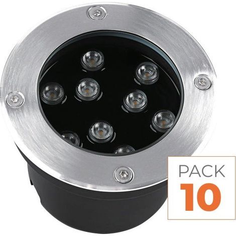 Pack de 10 - Spot Extérieur Encastrable 9W IP67 220V Sol 30° Ø120 mm - Blanc Froid 6000K - 8000K - SILAMP (1/2)